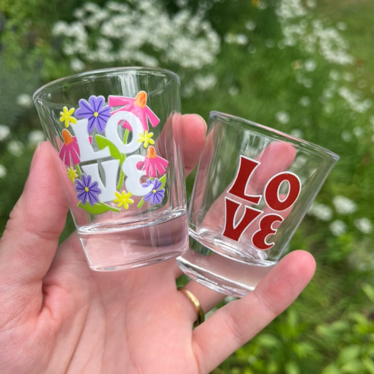 Love and Flowers Shot Glass