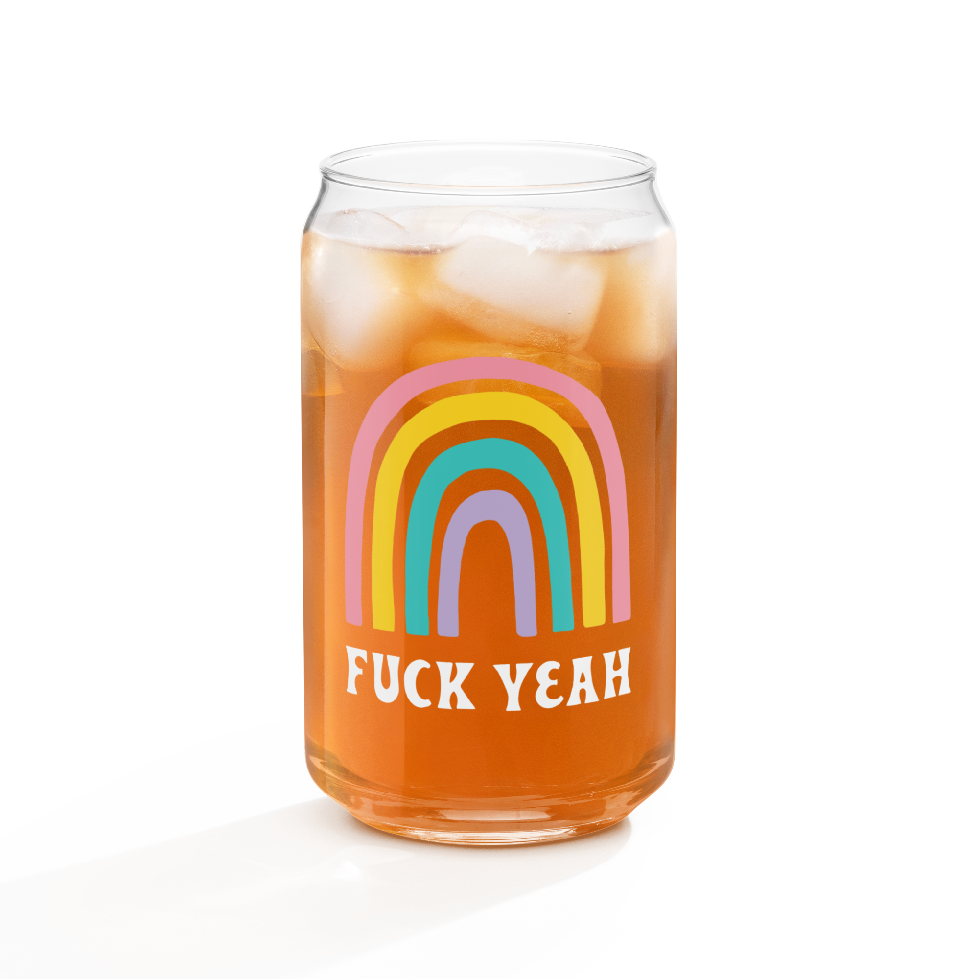 Rainbow Fuck Yeah Can Glass