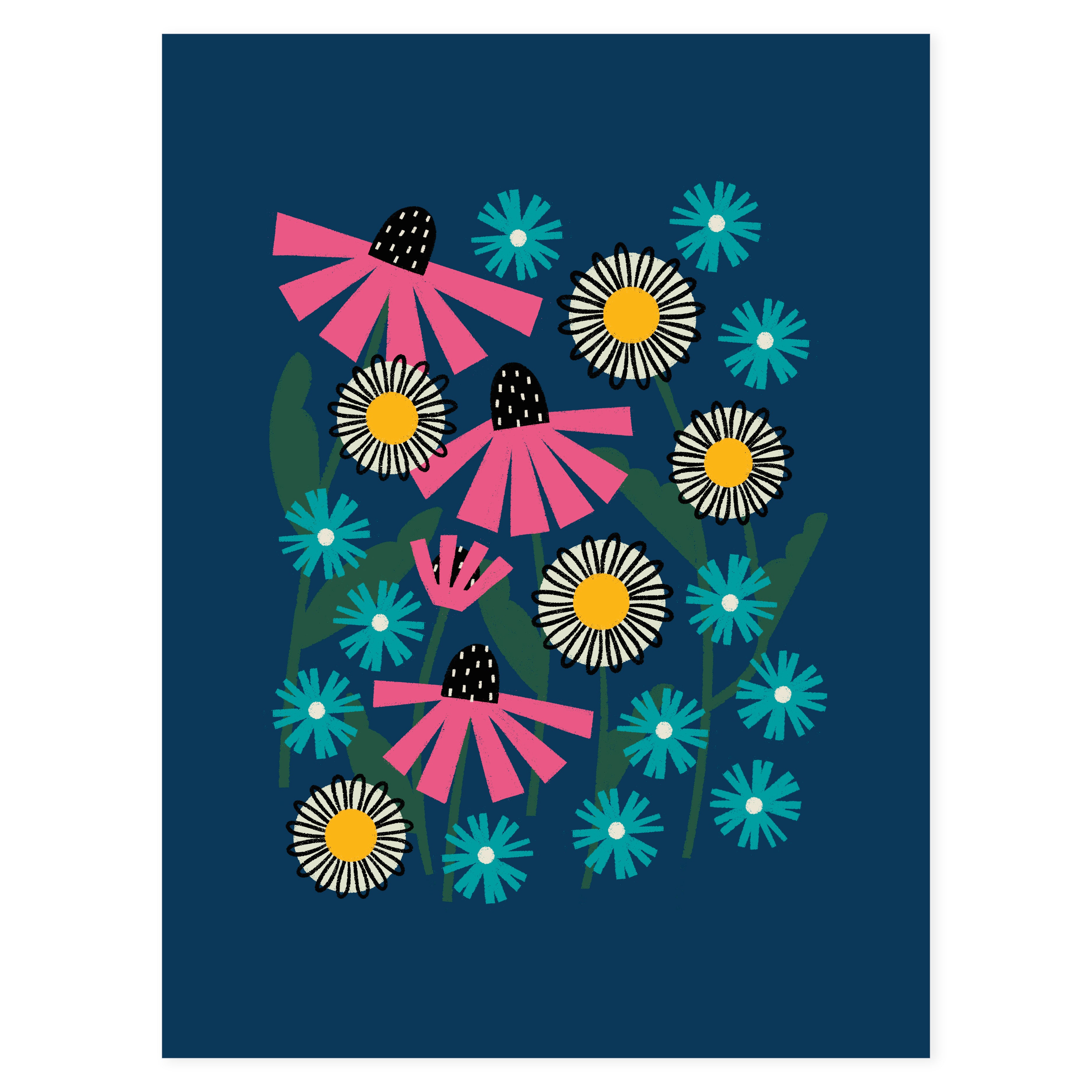 Coneflower, Daisy, Aster Blue Print