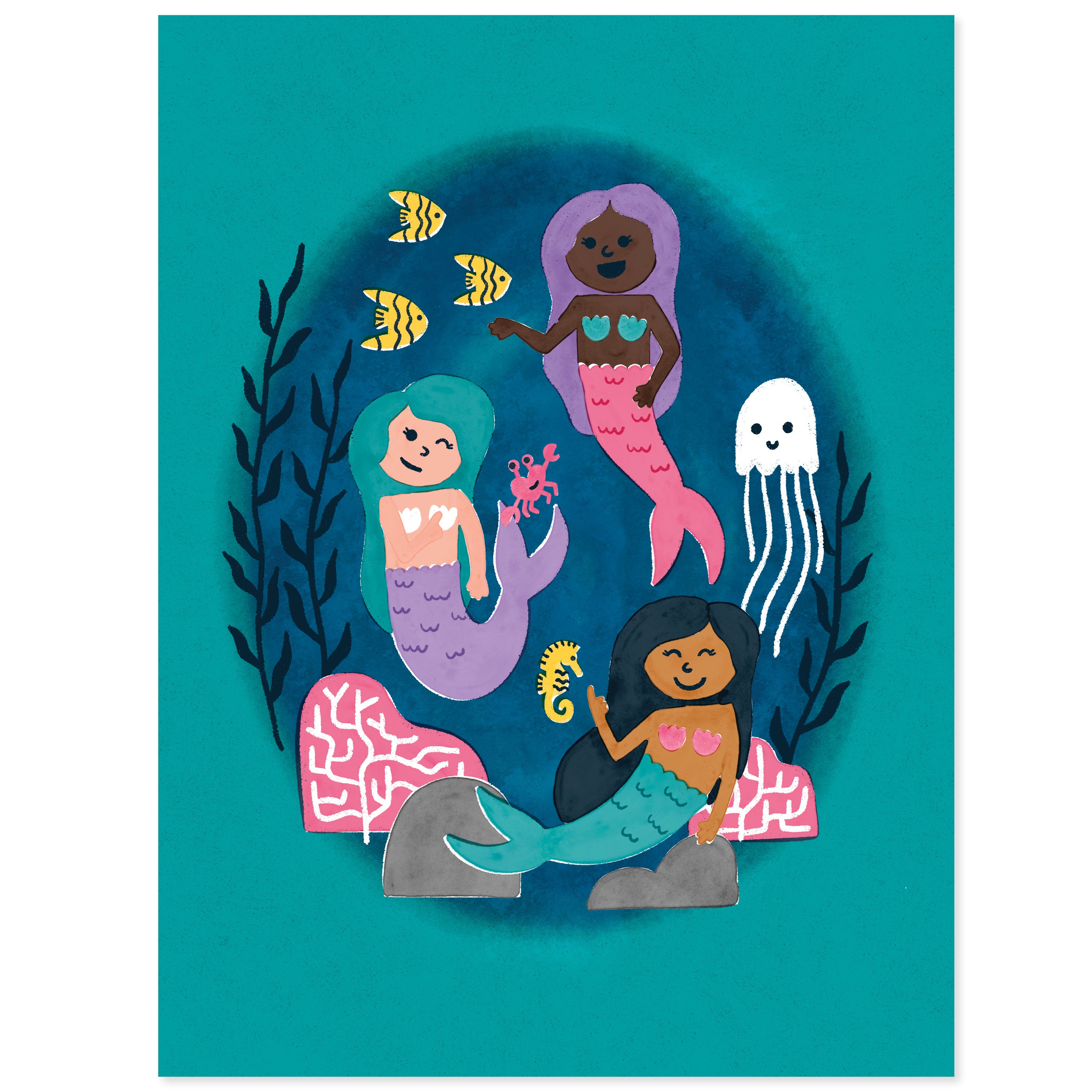 Whimsical Mermaid Print, Mythical Creature Print, Half and a Third, Katey Stafford